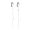 Silver Color Crystal Tassel No Piercing Cuff Ear Clip Earring for Women Shiny Zircon Fake Cartilage Piercing Jewelry Party Gift