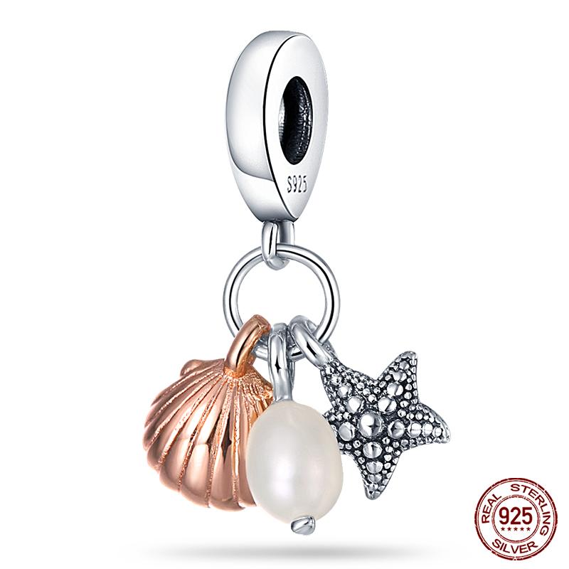 Original Ocean Series Fit 3Mm Bracelet 100% Authentic Copper Turtle Crab Mermaid Charm Beads Diy Jewelry Gift