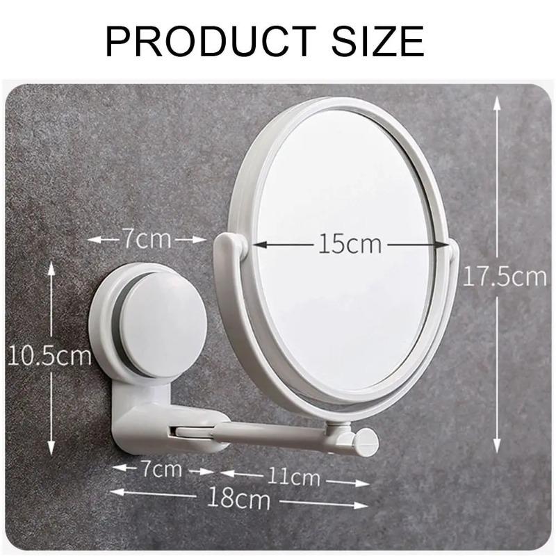 Rotating Plastic Folding Vacuum Suction Round Bath Accessorie Makeup Supplies Vanity Mirror Shave Mirrors Wall Hang Bath Mirror