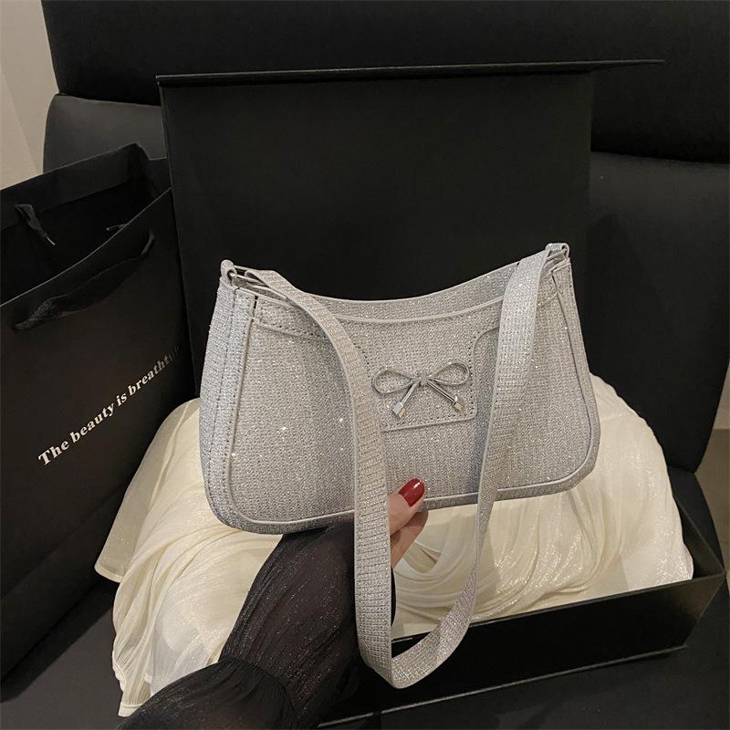 New High-end Textured Armpit Bag, Fashionable Portable Shoulder Bag, Trendy Bow, Beautiful Casual Bag