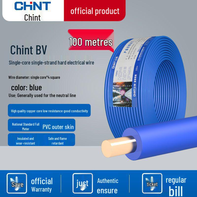 Chint Copper Core Wire 1.5 to 6mm² Single Strand, 50m for Home Decoration
