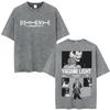 Vintage Washed Anime Death Note Ryuk Yagami Light LLawliet T Shirts Mens Women Cotton Tee Shirt Fashion Short Sleeve Tshirts