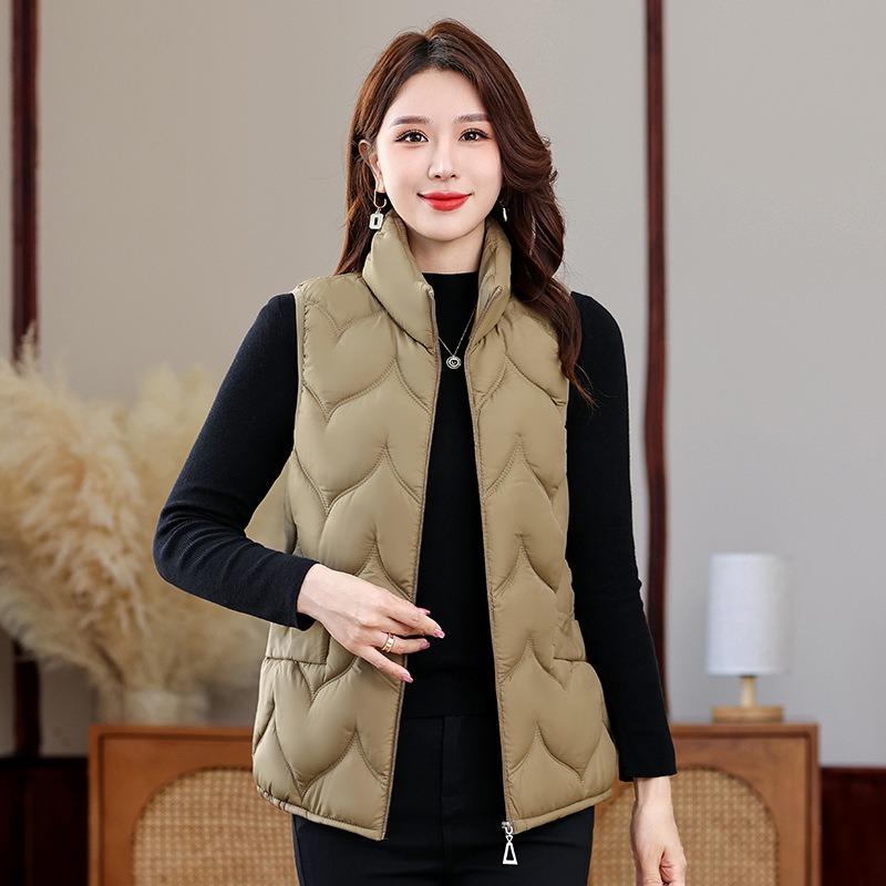 Autumn and Winter New Down Cotton Vest Mother Large Size Stand-up Collar Cotton Vest Middle Old Woman Warm Top Vest