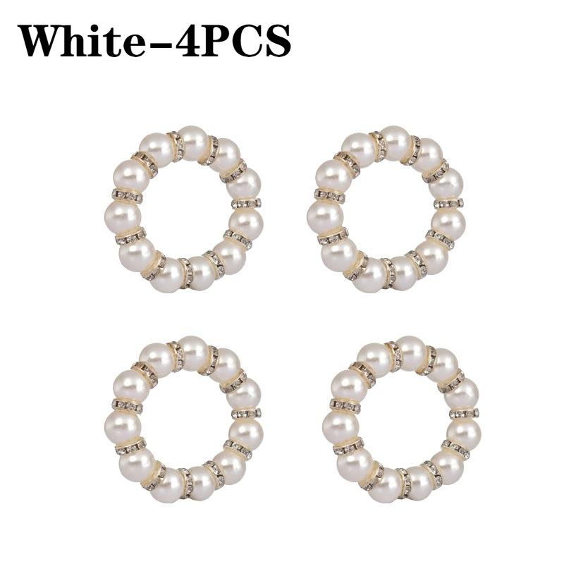Handmade Beaded Pearl Napkin Ring Valentine's Day DecorativeNapkin Holder DIYTable Towel Ring for Wedding Party Tablecloth Decor