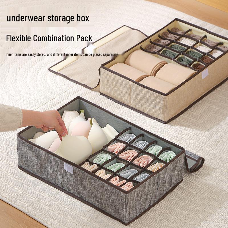 Foldable Underwear & Sock Organizer with Lid for Bedroom Drawers