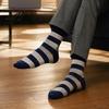 Moisture Wicking Athletic Socks 1 Pair Men's Stripe Crew Socks Mid-Calf Dress for Business Breathable Commuter Cotton Casual with High-Elastic