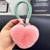Heart Keychain Plush Pompom Rabbit Fur Keychain Women Bag Car Key Chain Pendant Decoration Jewelry Hangings Accessories Gifts