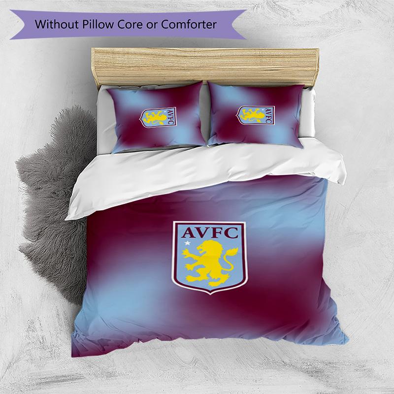 Set Lenzuola Stampato Aston Villa Football 3 Pezzi, Comodo Set Copripiumino per Camera da Letto Amico della Pelle