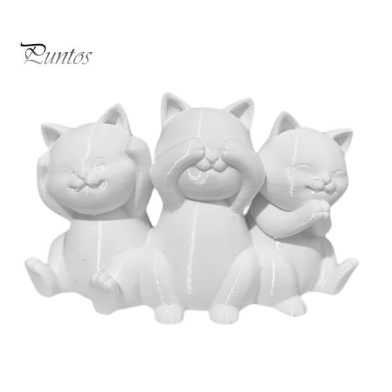 Minimalist Cat Ornaments Three Wise Cats Figurines, 3D Printed Statue for Desk Sturdy Shelf Decor Decor, Ancient Wisdom Ornament Home Office,