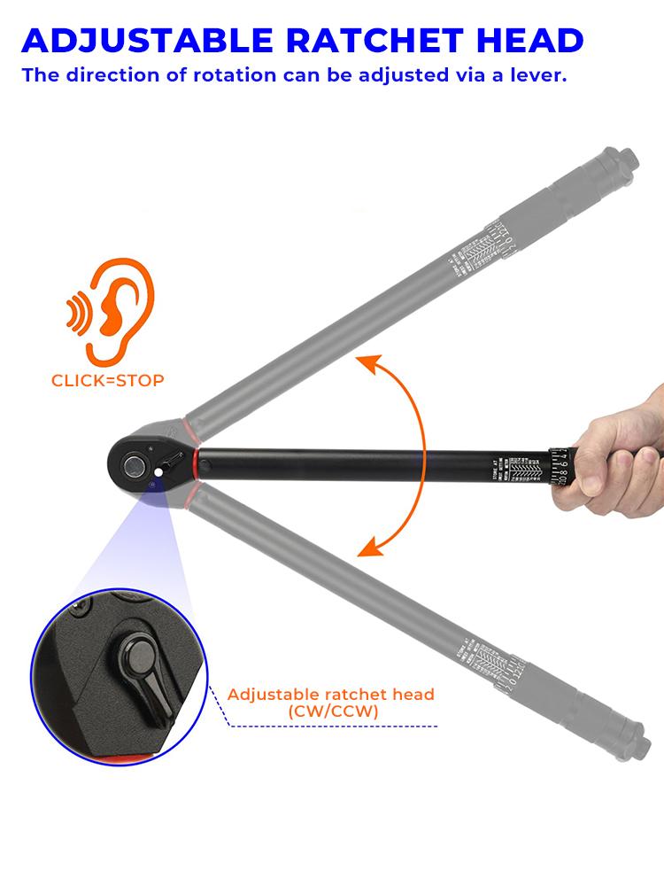 3-230 N.m Torque Wrench 1/4 1/2 3/8 Inch Square Drive Torque Wrench Adjustable Ratchet Head Professional Bicycle Automotive Tool