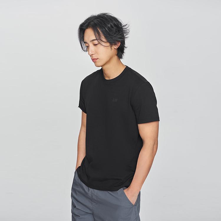 Standard Round Neck Small Logo Print Lightweight Casual Short Sleeve T-Shirt Men Tops Black LMT010157207754K11000