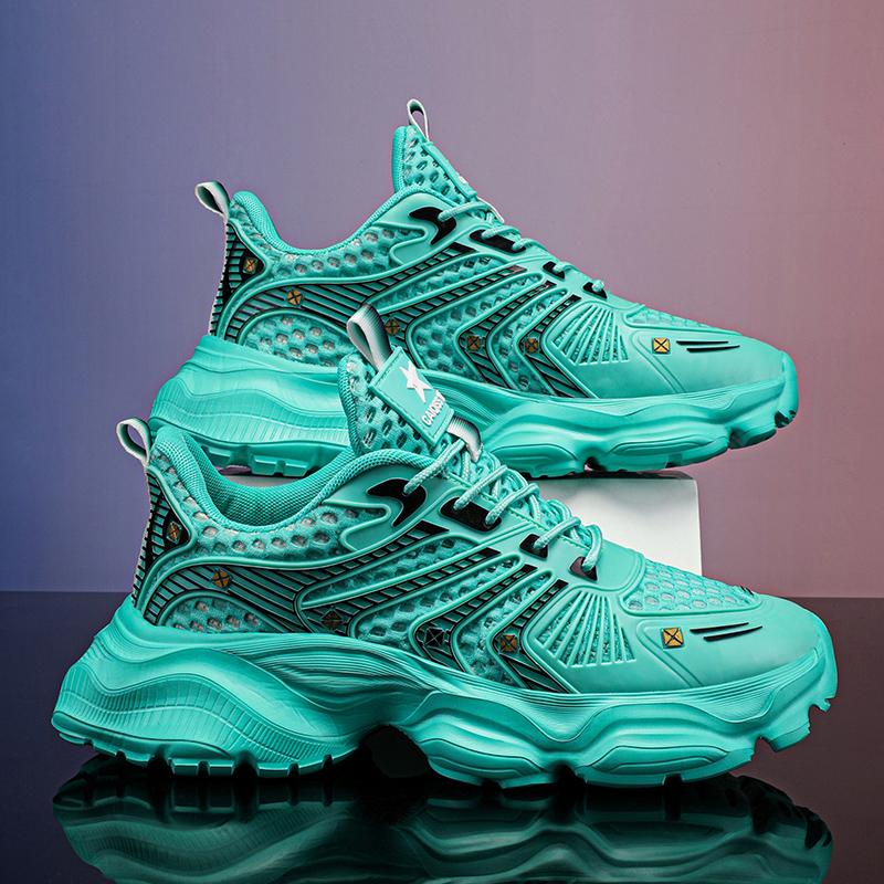 

Мужская обувь Модная корейская сетчатая обувь на толстой подошве Уличная противоскользящая легкая удобная амортизирующая обувь Кроссовки Повседневная дышащая обувь для бега 45 синий