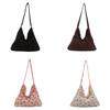 Corduroy Strawberry Print Tote Bag With Magnetic Closure For Daily Use