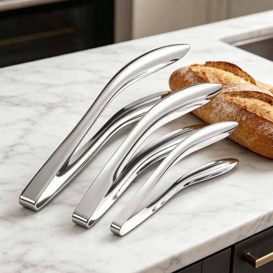Stainless Steel Serving Tongs Multi-functional Kitchen Food Clamp for Cooking Toast Bread Salad Barbecue Grilling Baking Frying