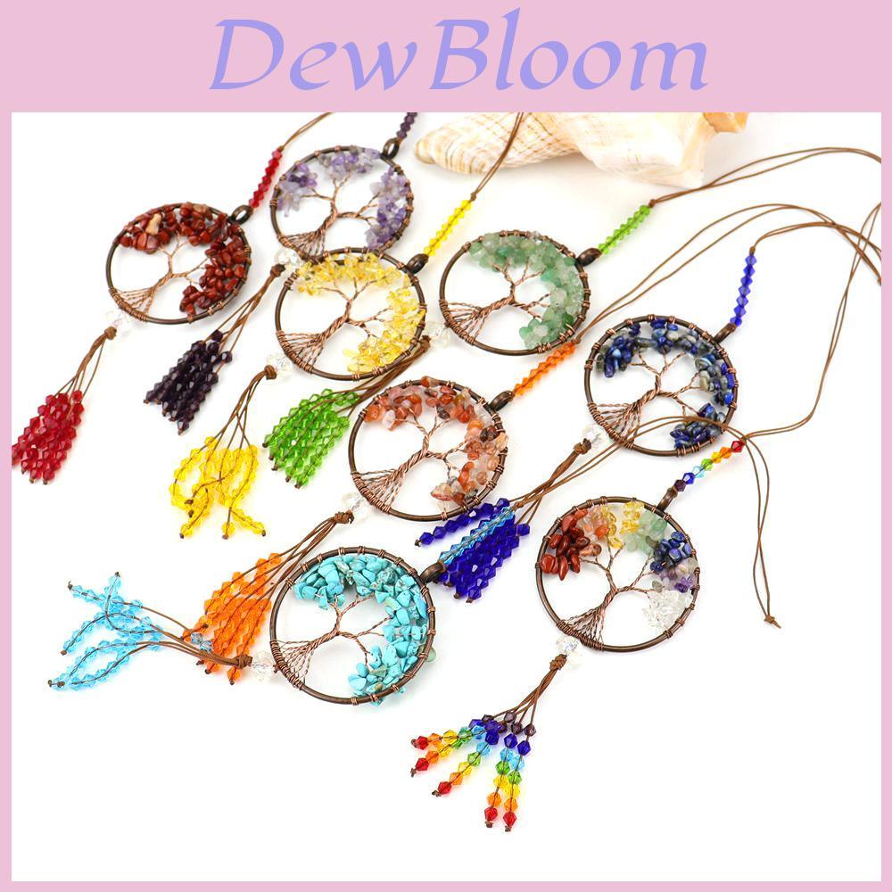Agate Tree Of Life Car Charm With Handcrafted Crystal Fringe For Vehicle Decor