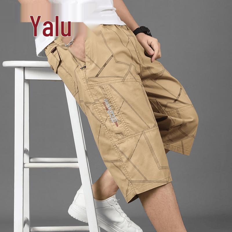 Yalu Men s Pure Cotton 3/4 Cargo Shorts 5XL