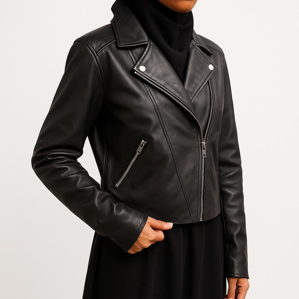 

Noora Women s Biker Leather Jacket Western Style Jacket XL чорний