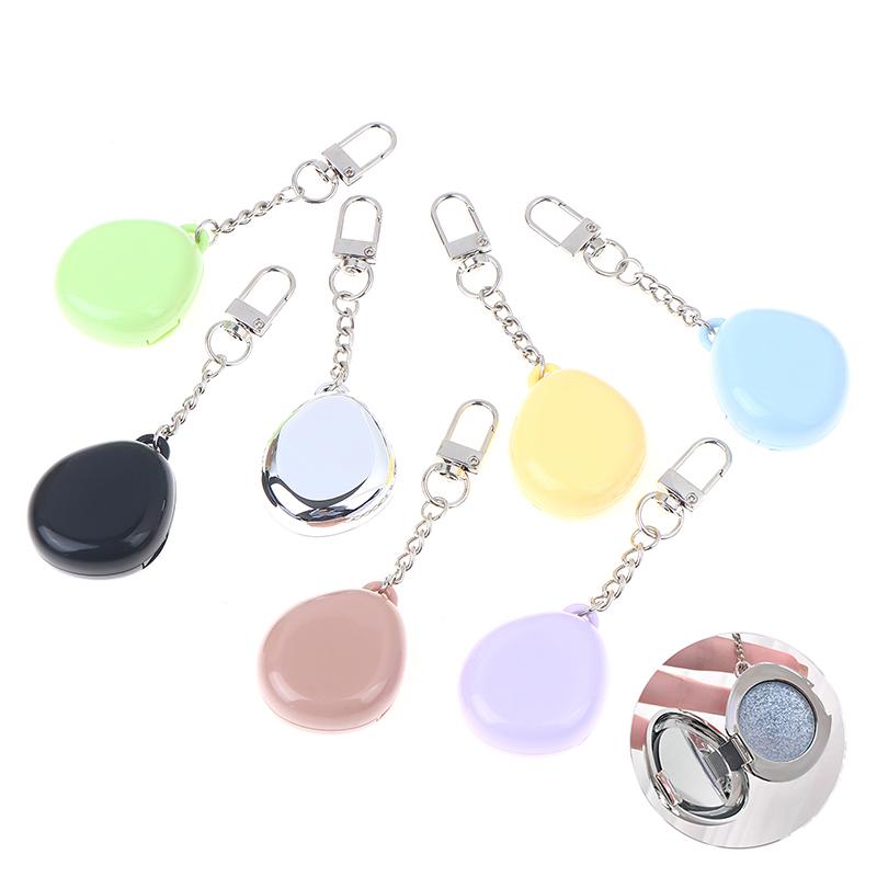 Mini Mirror Keychain Storage Box With Aluminum Disk Diy Eye Shadow Powder Blusher Plastic Empty Box Portable Pendant Gift Travel