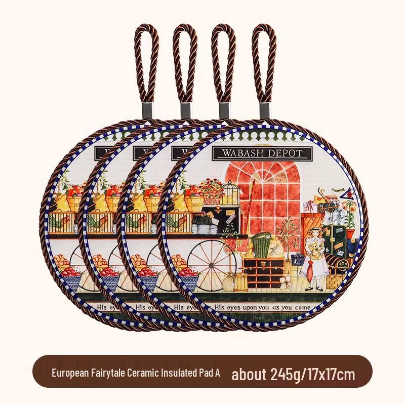 High-Temperature Resistant Retro Enamel Pot Mat – Anti-Scald Pad for Ceramic Tableware