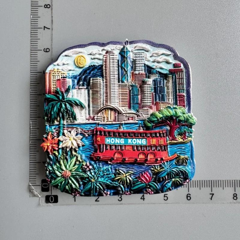 Kühlschrankmagnete Victoria Harbour Hongkong China Touristisches Souvenir Kühlschrankaufkleber
