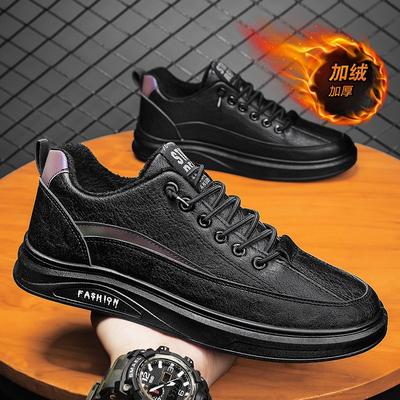 Men's Shoes Winter New Velvet Thickened Board Shoes Men's Trend Versatile Lazy One Pedal Leather Shoes Sports and Leisure Shoes