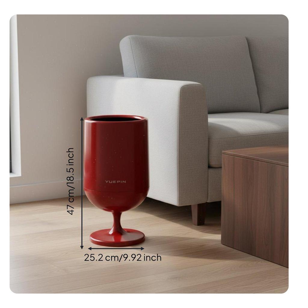 Kelchglas Mülleimer NoBend Design Druckdeckel Hoher Ständer Stiel Müllbehälter für Wohnzimmer