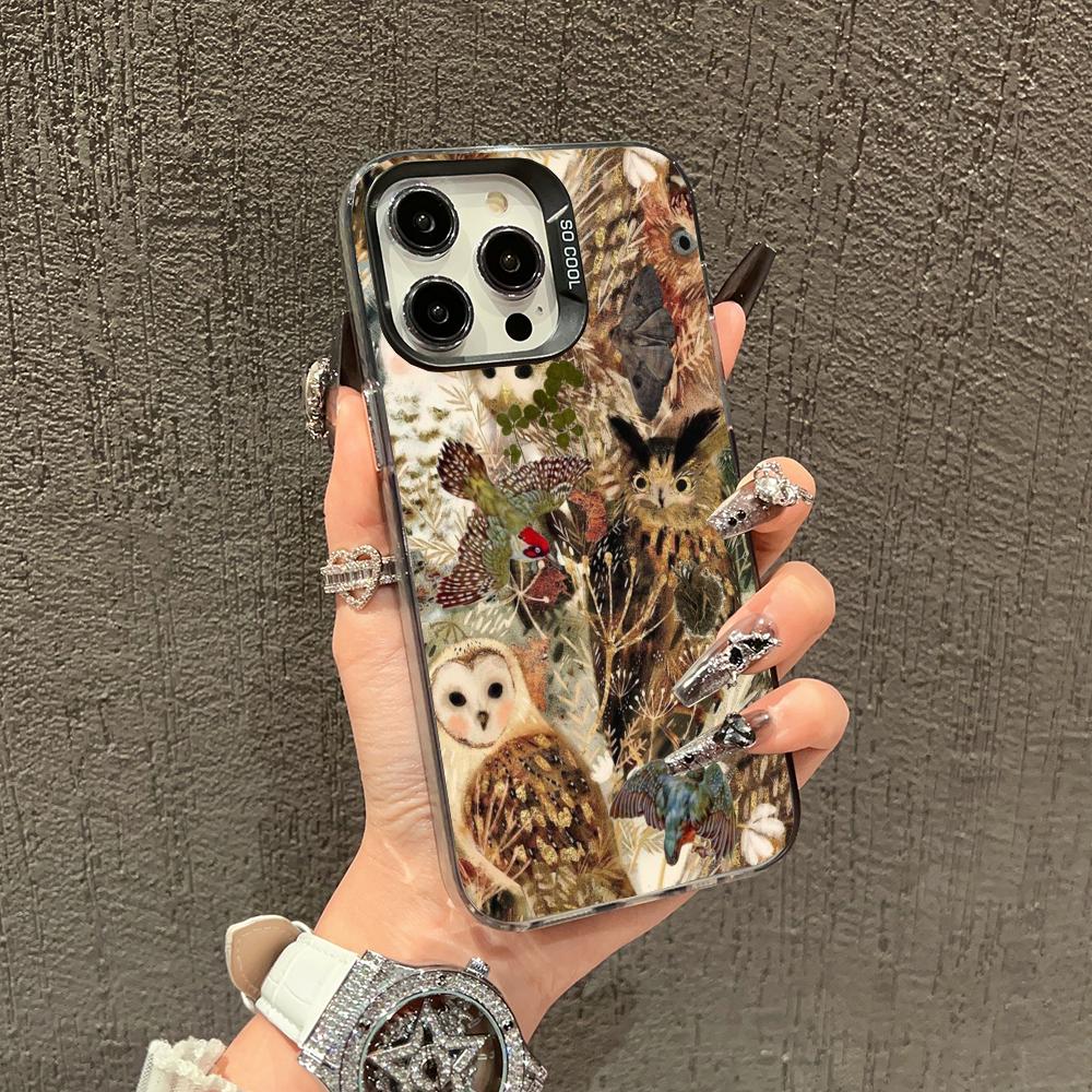 

Cute Owl pattern Phone Case For iPhone 17 16 15 14 Plus 13 12 11 Pro Max 17 Air 16E X XS XR Shockproof Hard Cover iPhone XR