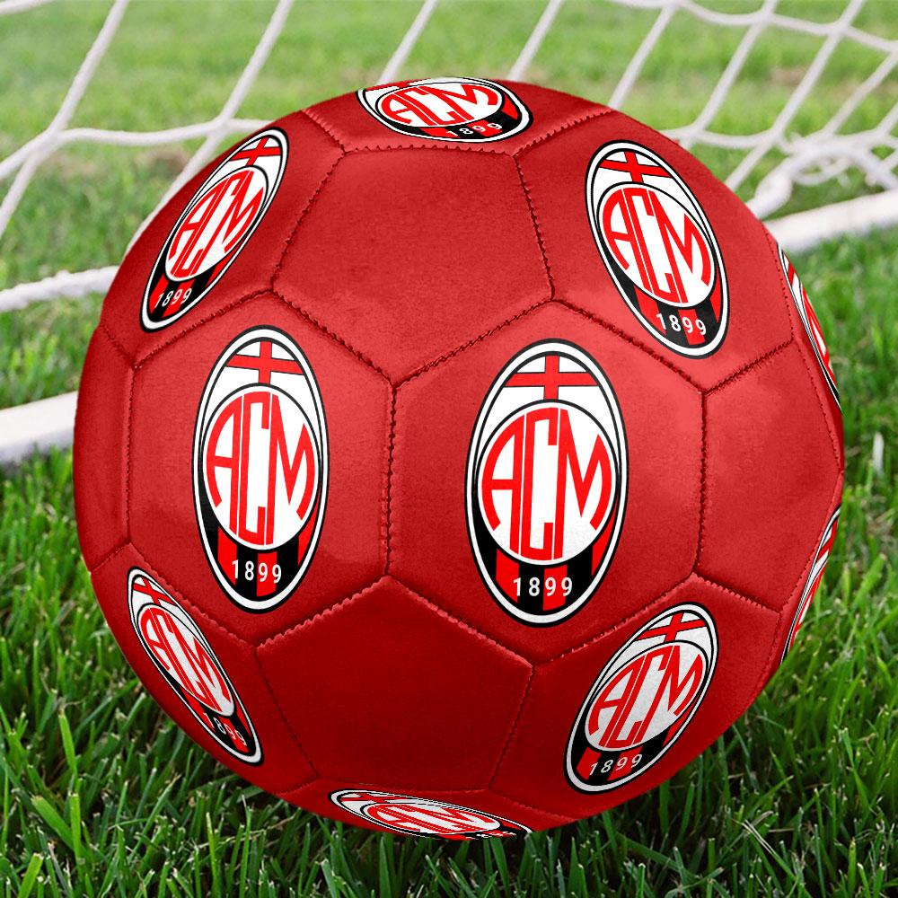 Pallone da Calcio AC Milan Taglia 5, Cucito a Macchina in PVC, Resistente e ad Alto Rimbalzo, Adatto a Tutte le Età, Merchandising per tifosi, Partite e Uso all'Aperto.