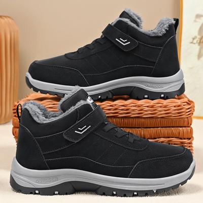 Sapatos de Algodão Masculinos, Botas Masculinas de Velcro de Tamanho Grande, Botas de Neve Aconchegantes e Espessadas, Botas de Algodão Quentes