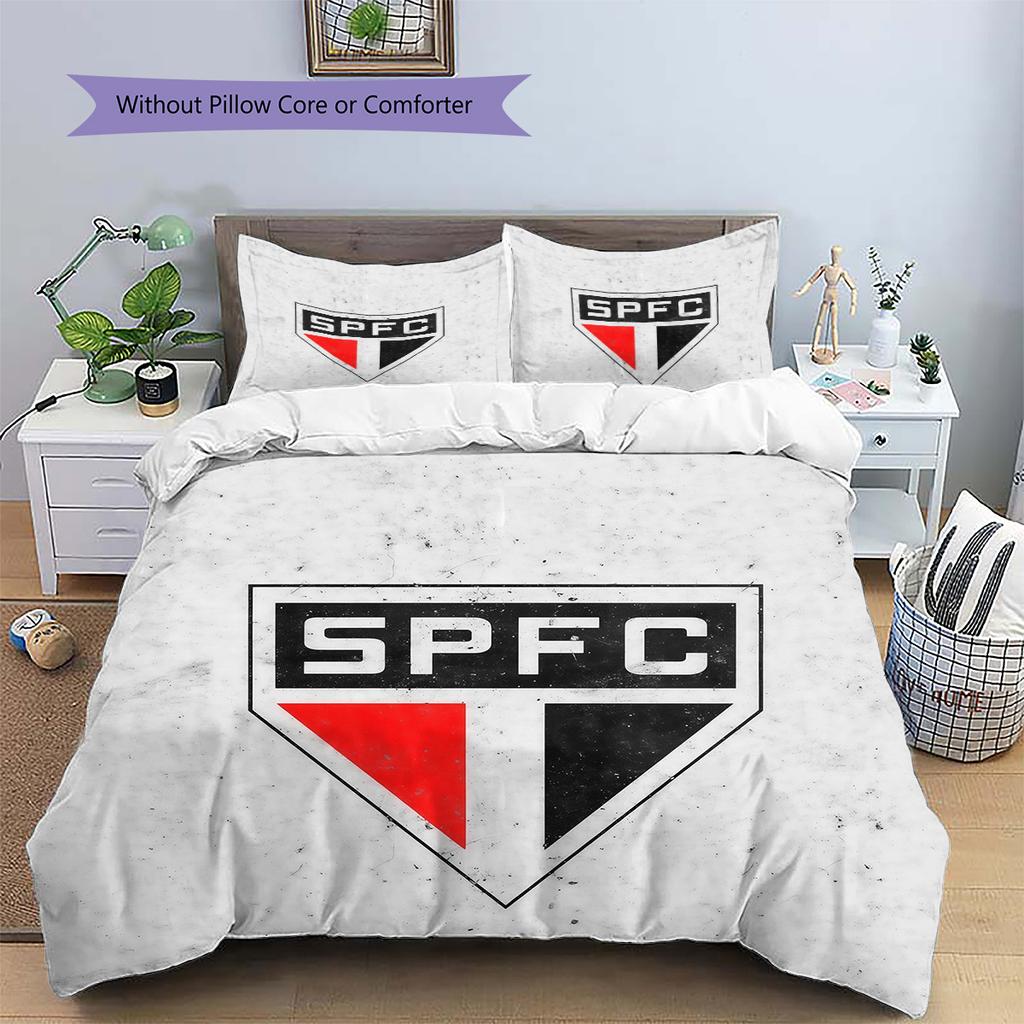 Sao Paulo FC3 Pattern Bedding Quilt Set  Home Decoration  Gift (1 * Duvet Cover + 2 * Pillowcase  Without Core)