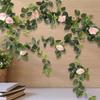 Artificial Rose Vines Rose Garland Hanging Faux Leaves Floral for Indoor Outdoor