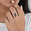 Schwarzer Rutil Birnenform Statement Ring, 925er Sterlingsilber Schmuck, Minimalistischer Boho Ring für Damen