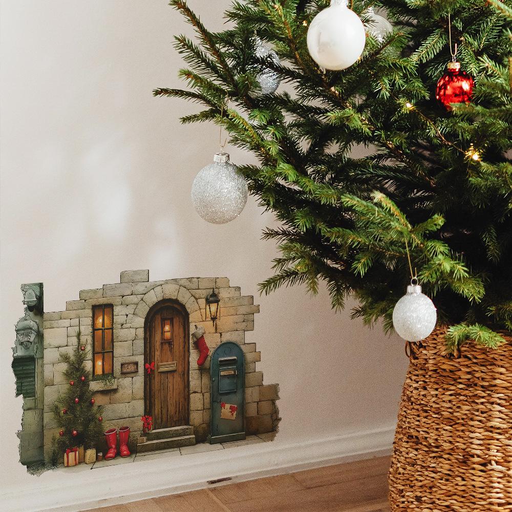 Cartoon Retro Weihnachtsatmosphäre Wandaufkleber für Wohnzimmer- und Schlafzimmerdekoration