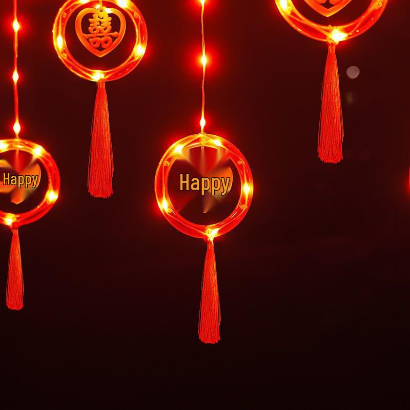 Red Lantern Curtain String Lights for New Year and Spring Festival - Perfect for Bedroom, Shop, Supermarket, Window, Balcony, or Door Decorations