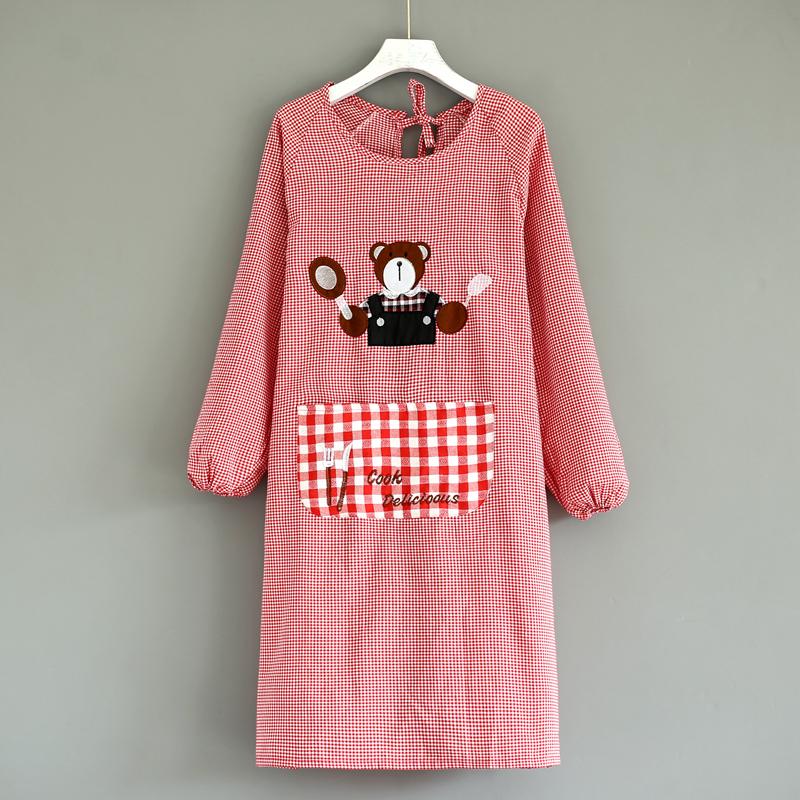 Korean Style Long Sleeve Oil-Proof Cotton Apron for Women and Men – Cute and Fashionable Kitchen Smock for Summer