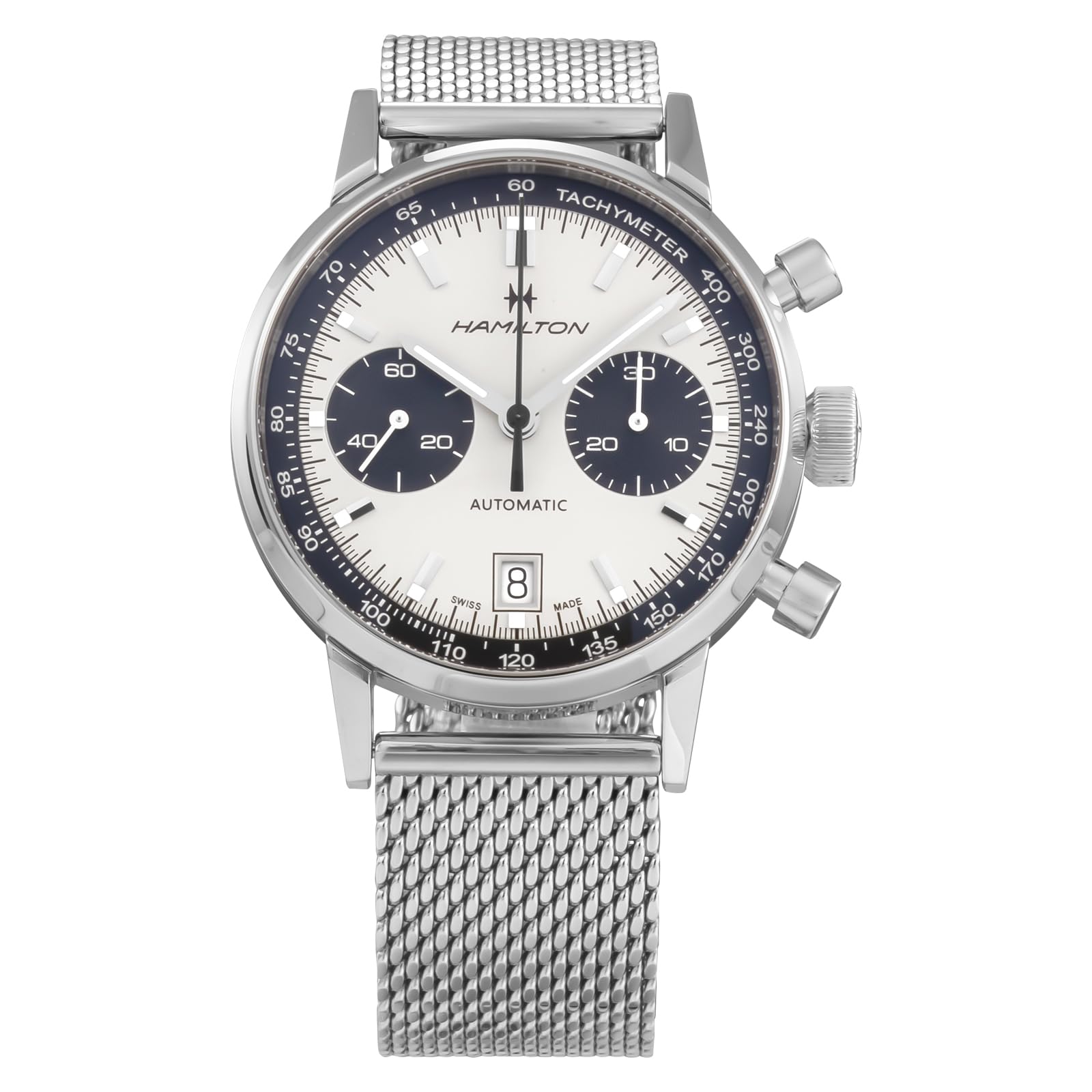 

American Classic White Dial Stainless Steel Sapphire Glass Automatic Swiss Watch Brand H38416111 Silver [Hamilton] Men s [Item] білий