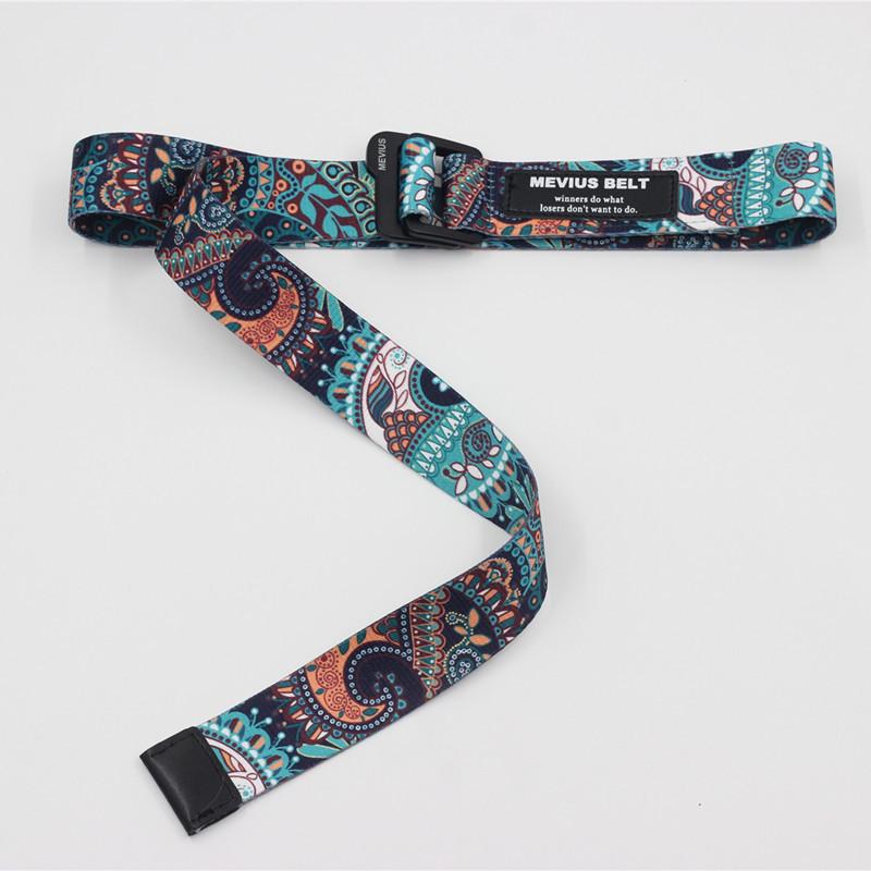 

New Practical Cashew Nut Flower Buckle Hot Selling Male Fashion Decoration Young Tie Dye Style Print with Canvas Belt 120cm синій