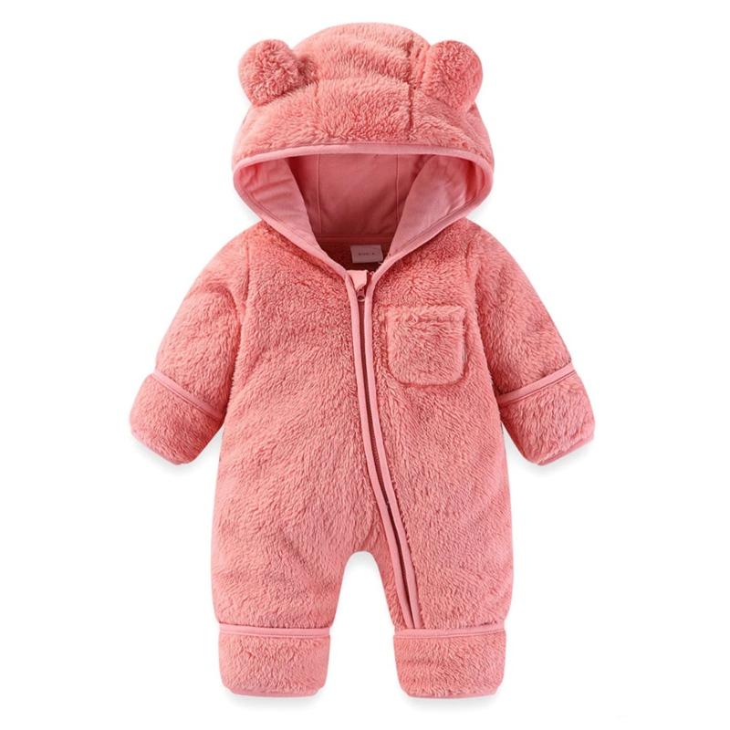 

Младенческий флисовый теплый комбинезон с капюшоном на молнии в стиле медведя 12M