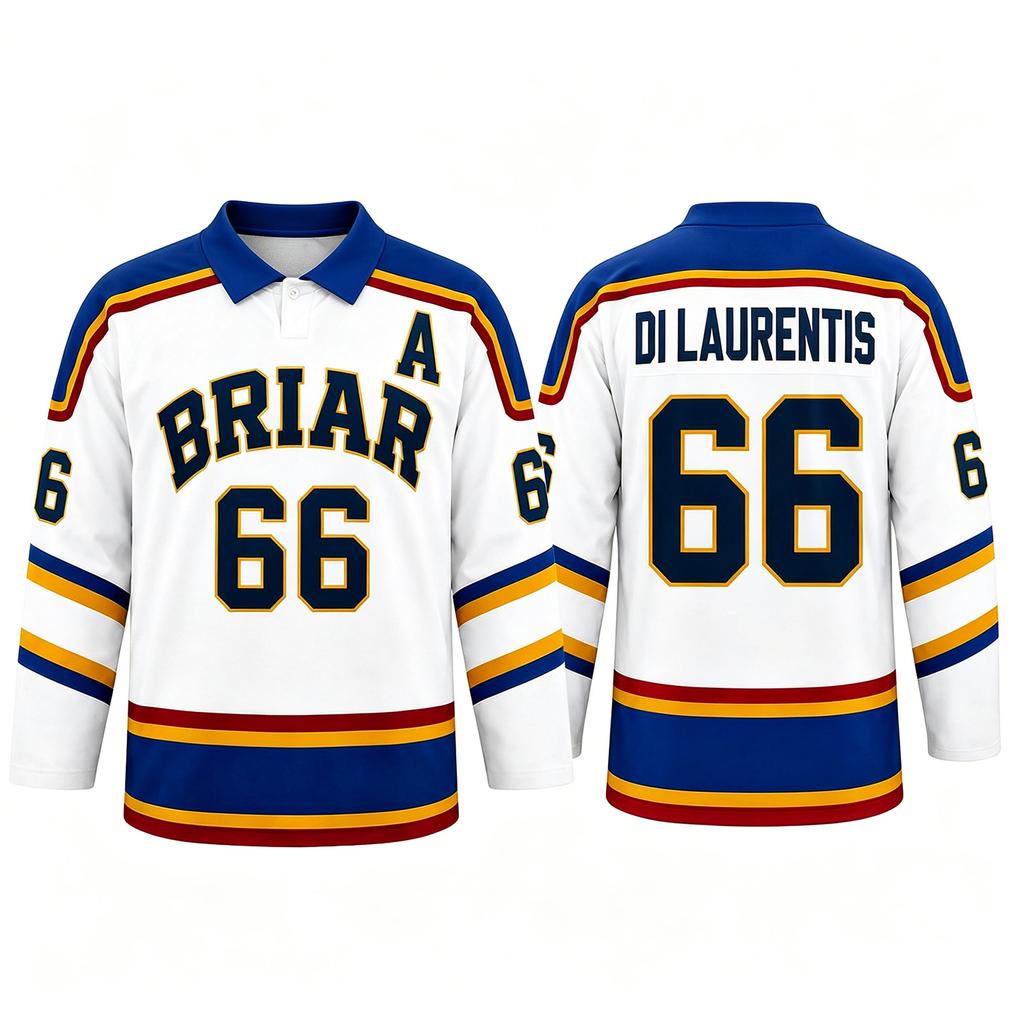 Men's Long Sleeve Ice Hockey Jersey Mesh Fabric Printed Number and Letter Design Classic Fit Polo Collar Sports Shirt
