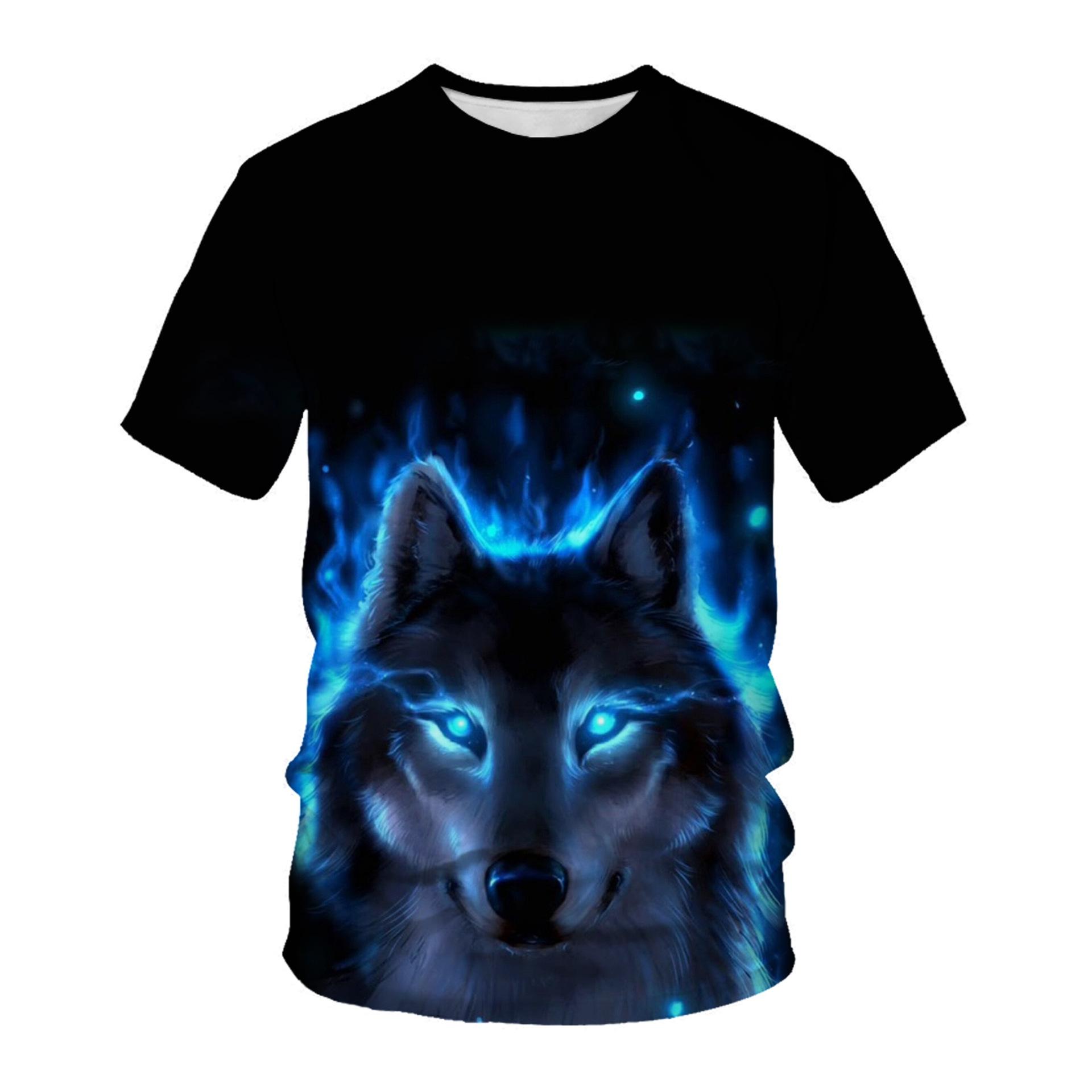 

Летняя мужская футболка с 3D животным принтом, футболки с рисунком лисы и волка, свободные топы с круглым вырезом и короткими рукавами для мужчин XL