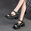 Fashion GKTINOO Retro Handmade Sandals 2025 Summer New Genuine Leather Splicing Embroidered Thick Sole Fashion Women's Shoes