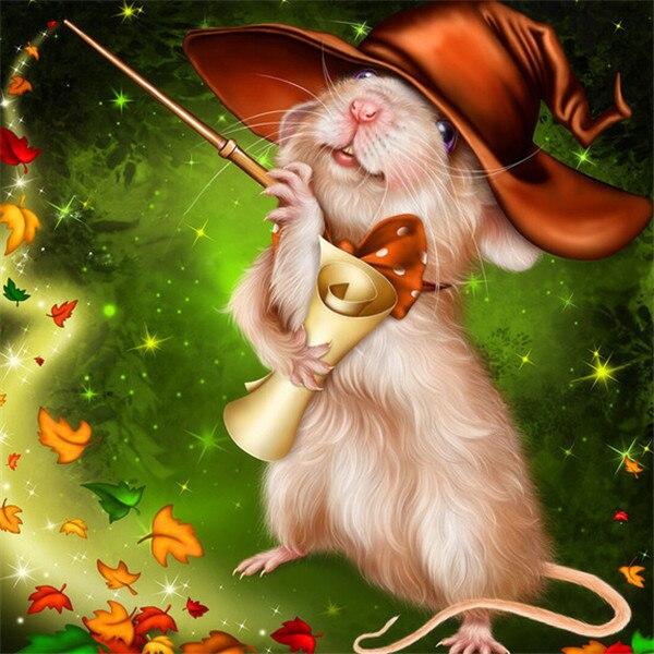 Diamond Painting Mouse Full Square Round New Arrival 5D DIY Diamond Embroidery Animal Handicraft Halloween Decoration