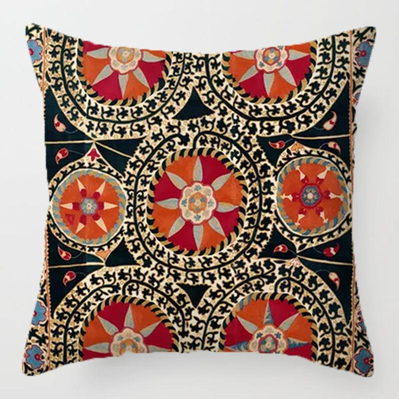 Bohemian ethnic style throw pillow retro printing sofa bed home decoration cushion short velvet pillow
