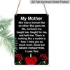 2D Flat Memorial Metal Sign for Mom, "My Mother Gone But Never Forgotten" Quote, 8×12 Inch Aluminum Wall Art, Red Rose & Candle Design, Durable