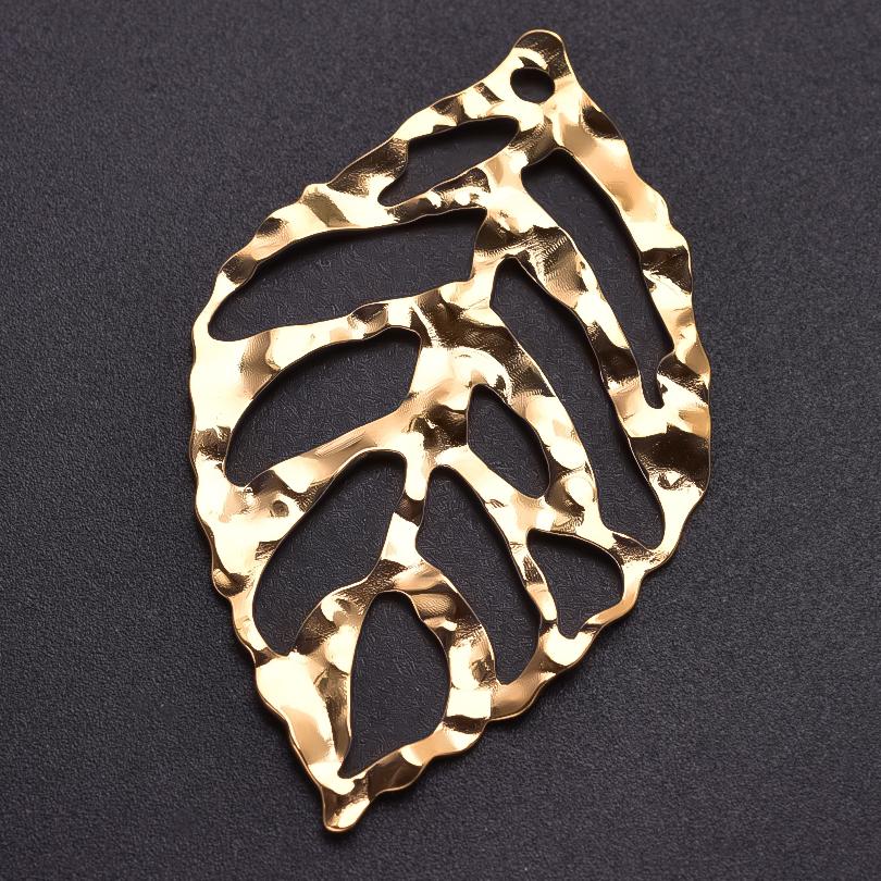 Real Gold Plated Stainless Steel Plant Charms For Jewelry Making Supplies Rose Plum Blossom Leaves 5pcs/Lot Pendant DIY Pendant
