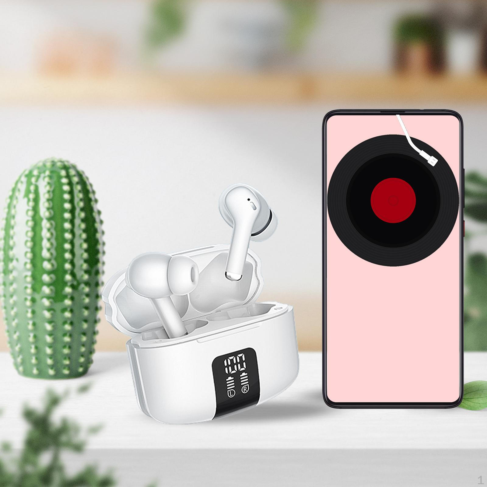 

Headphone Noise Cancelling Earphones Charging Case IPX5 Waterproof 5.3 Earbuds Dual Earbud for білий