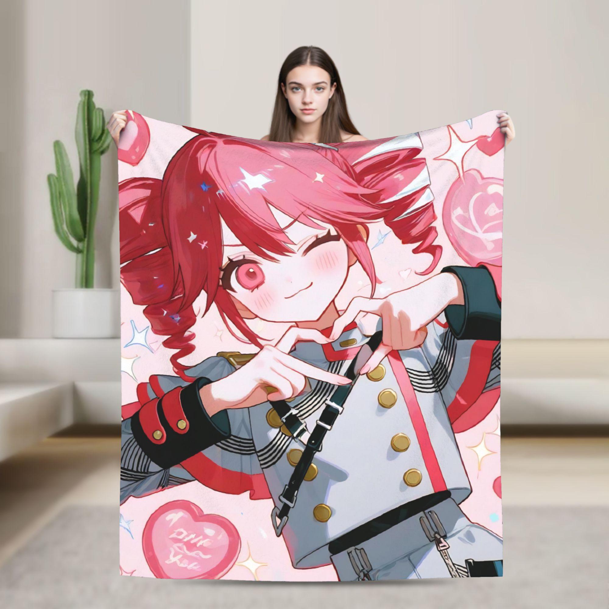 Kasane Teto Pop Girl Flannel Blanket J Pop Funny Throw Blanket for Home 125*100cm Quilt 75x90cm