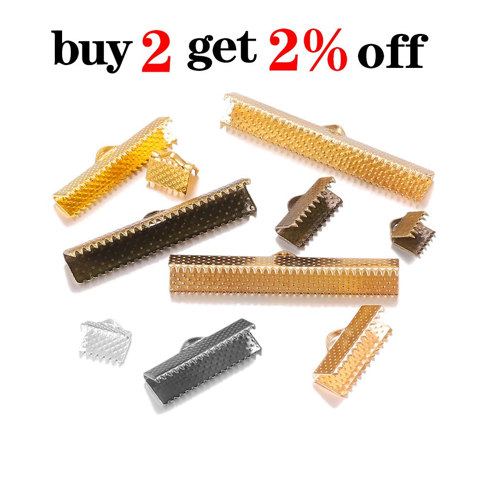 50Pcslot Crimp Beads Cove Clasps Cord Leather Clip Necklace Bracelet Connectors End Caps For Diy Jewelry Findings Supplies