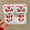Plush Chinese New Year Headwear Tassel Ancient Style Hairpin Children Red Bow Hairpin  Children