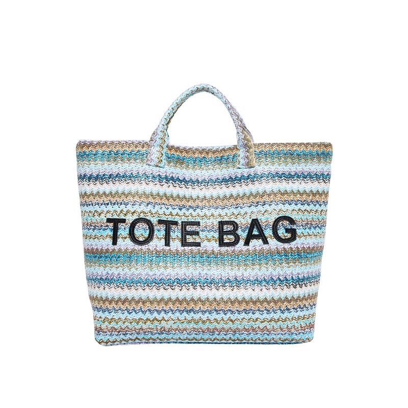 

Casual Fashion Large Capacity Exquisite Colorful Straw Woven Tote Bags Personality Color Matching Summer Style Women s Handbags синій